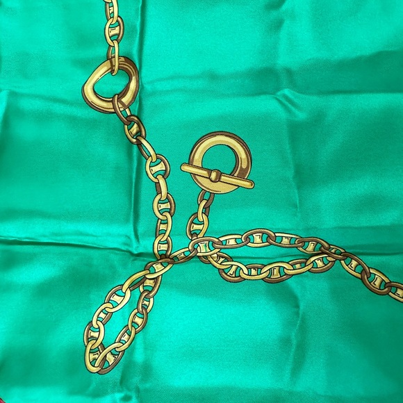 Celine Scarf Loop & Rosette Pattern 34.5x34.5in Silk Scarf - Picture 3 of 7